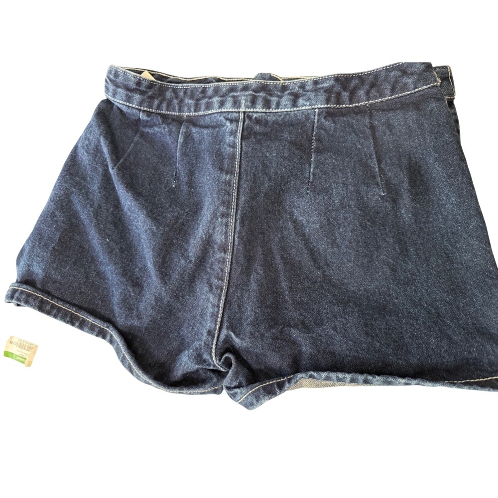 J.Galt Pleated Jean Skort Small Dark Blue Denim Cotton Y2K Micro Preppy Academia - Picture 2 of 10